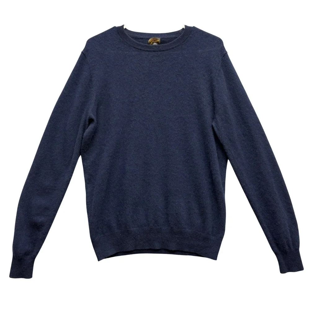 Knit for J. Crew Mens 100% Cashmere Sweater Long Sleeve Navy Blue Classic Size M